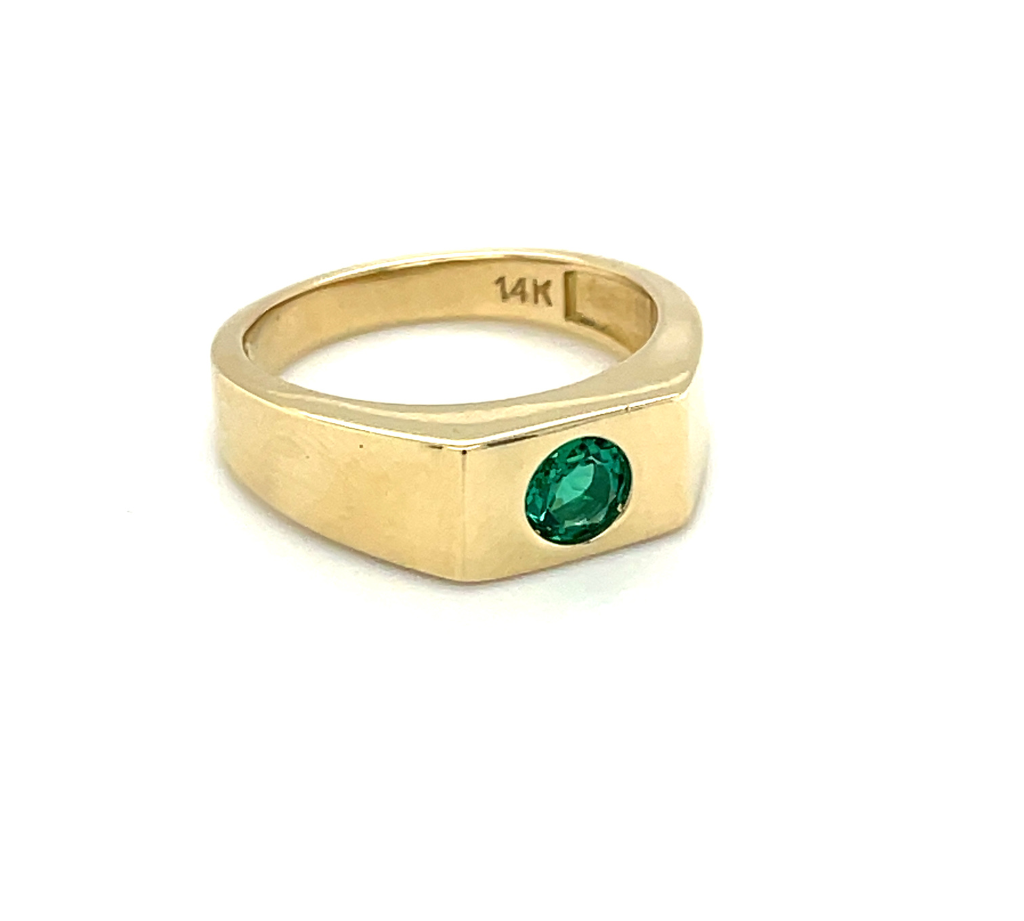 Emerald pinky ring in 14K gold