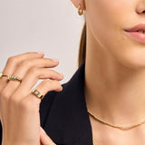 14K Solid Gold Croissant Ring Twisted Dome Ring