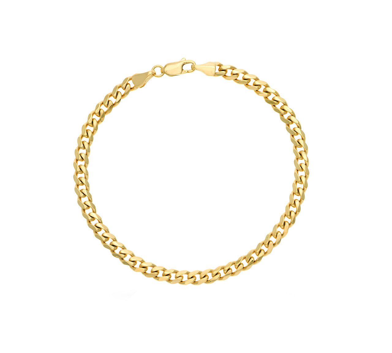 10K Solid Gold Miami Curb Bracelet – Classic & Bold -Women and Men Real gold bracelet 