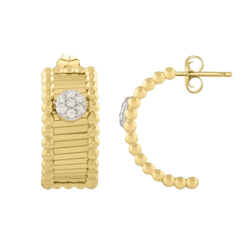 14K Diamond Half Moon Earrings