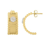 14K Diamond Half Moon Earrings