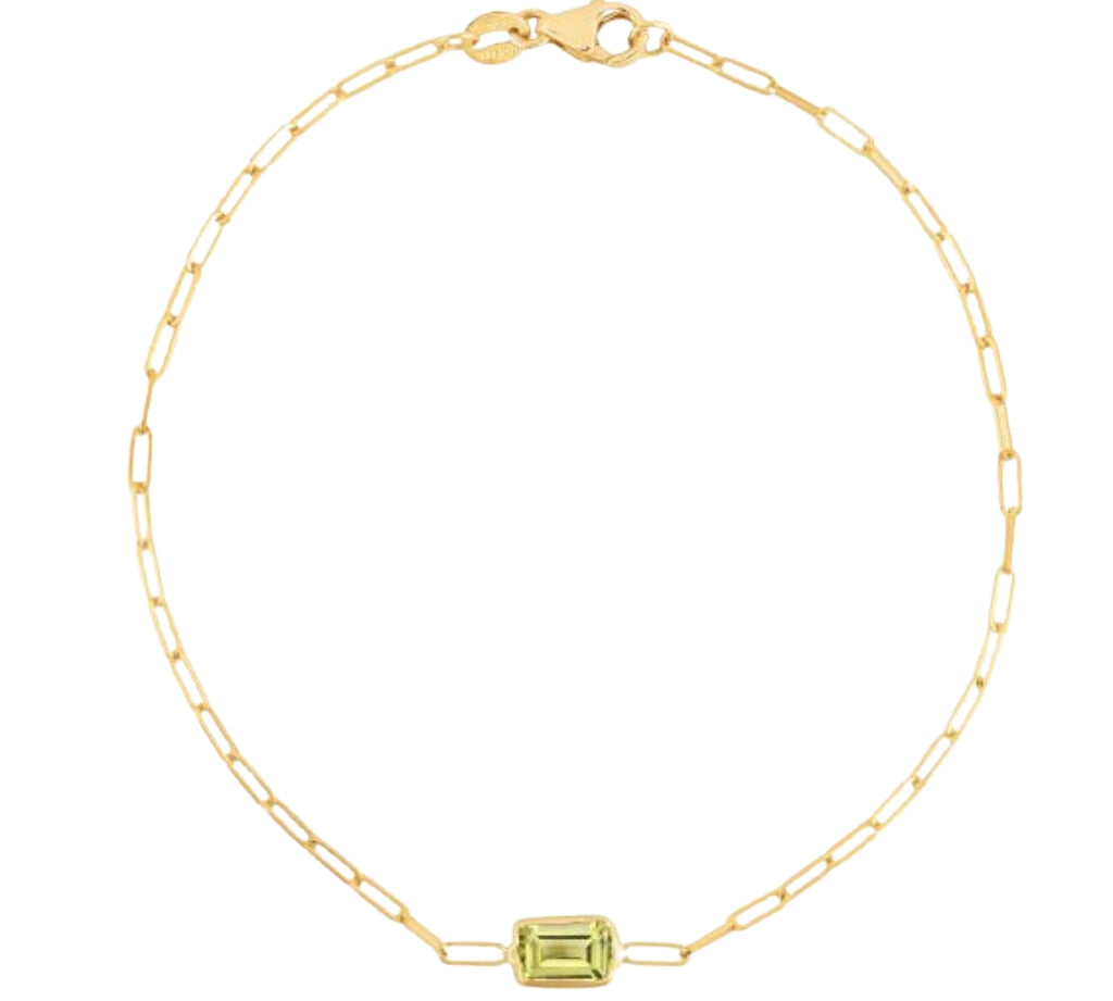 14K Gold Garnet Paperclip Bracelet – Timeless Elegance