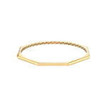 14K Gold Hinged Bangle Bracelet - Geometric Octagon with Greek Key Design