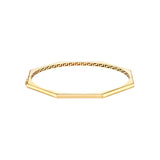 14K Gold Hinged Bangle Bracelet - Geometric Octagon with Greek Key Design