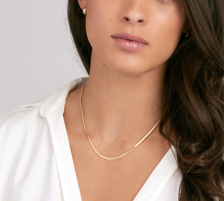 14K gold 3.20mm Oval Snake Chain with Lobster Lock for men 