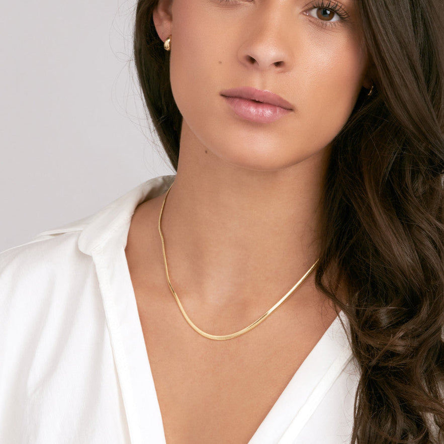14K gold 3.20mm Oval Snake Chain with Lobster Lock for men 