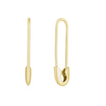 Side view of 14K gold safety pin earring 30mm
