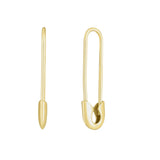 Side view of 14K gold safety pin earring 30mm

