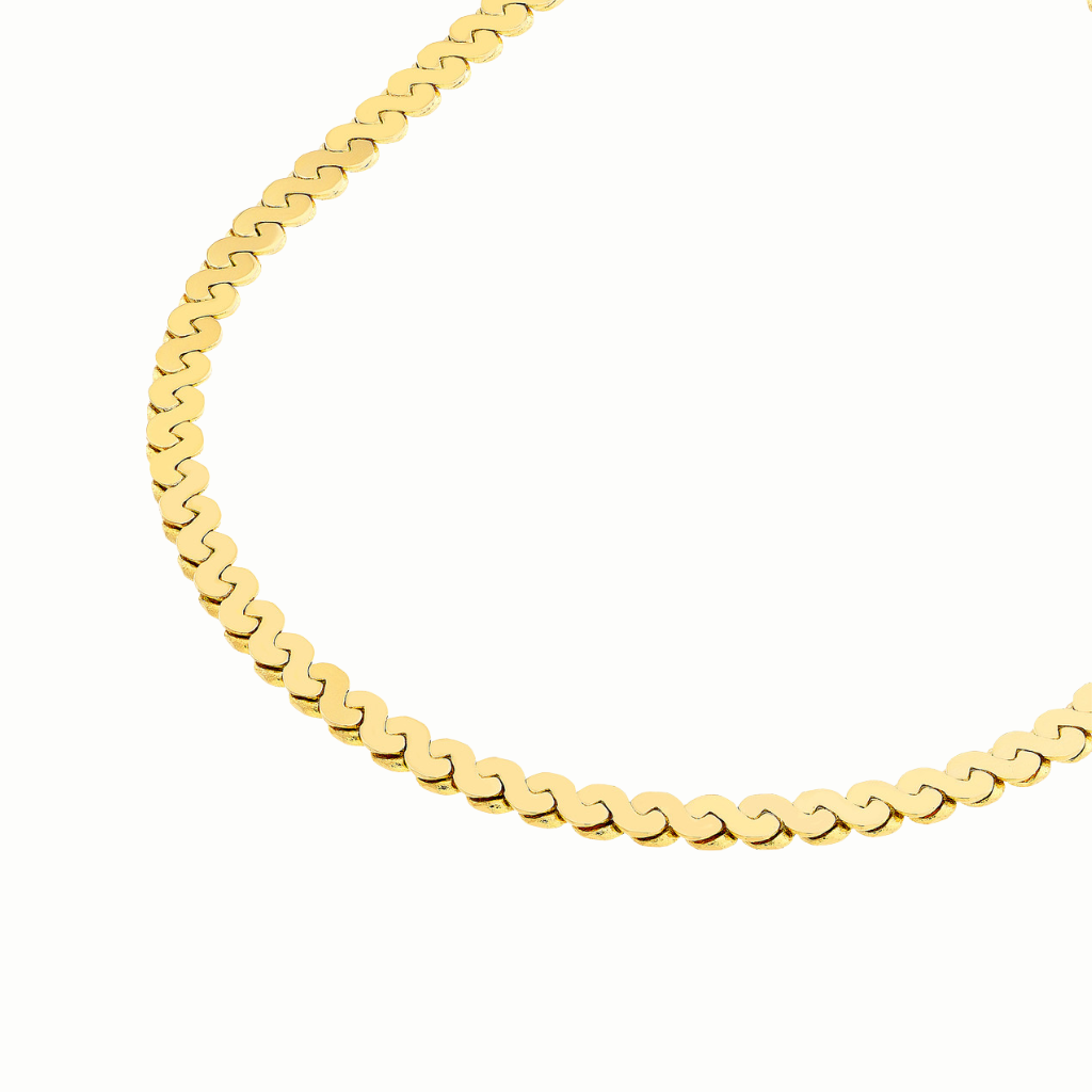 14K solid gold serpentine chain necklace 3mm real gold