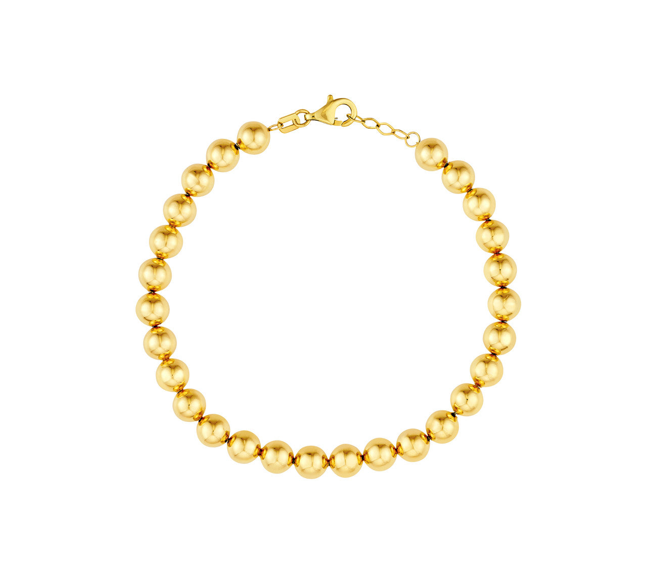 14K Gold 6mm Bead Bracelet | Real solid gold beaded bracelet 
