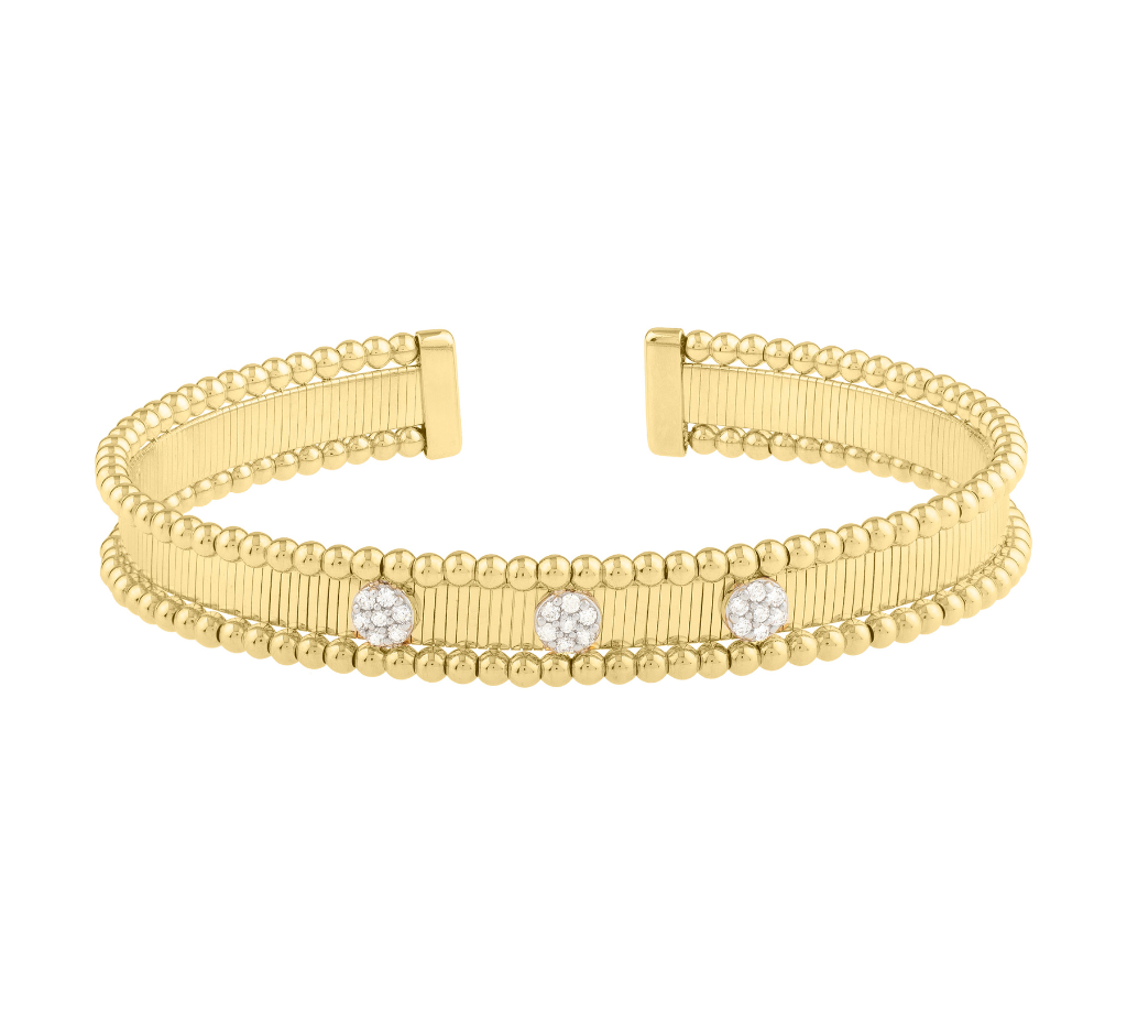 14K White Gold Diamond Cuff Bangle—Timeless Luxury