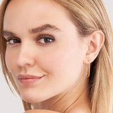 14K Gold Open Paper Clip Hoop Earrings 17mm