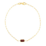 14K Gold Gemstone Paperclip Bracelet – Timeless Elegance