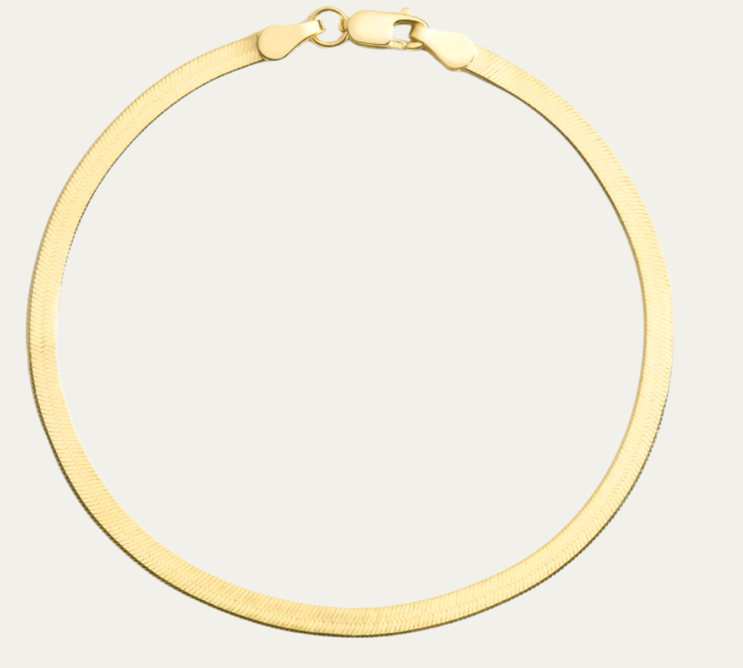 14K Gold Solid Herringbone Bracelet. Crafted from high-quality solid gold