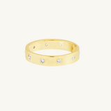14k Solid Gold 4mm Flat Band with Natural Diamond