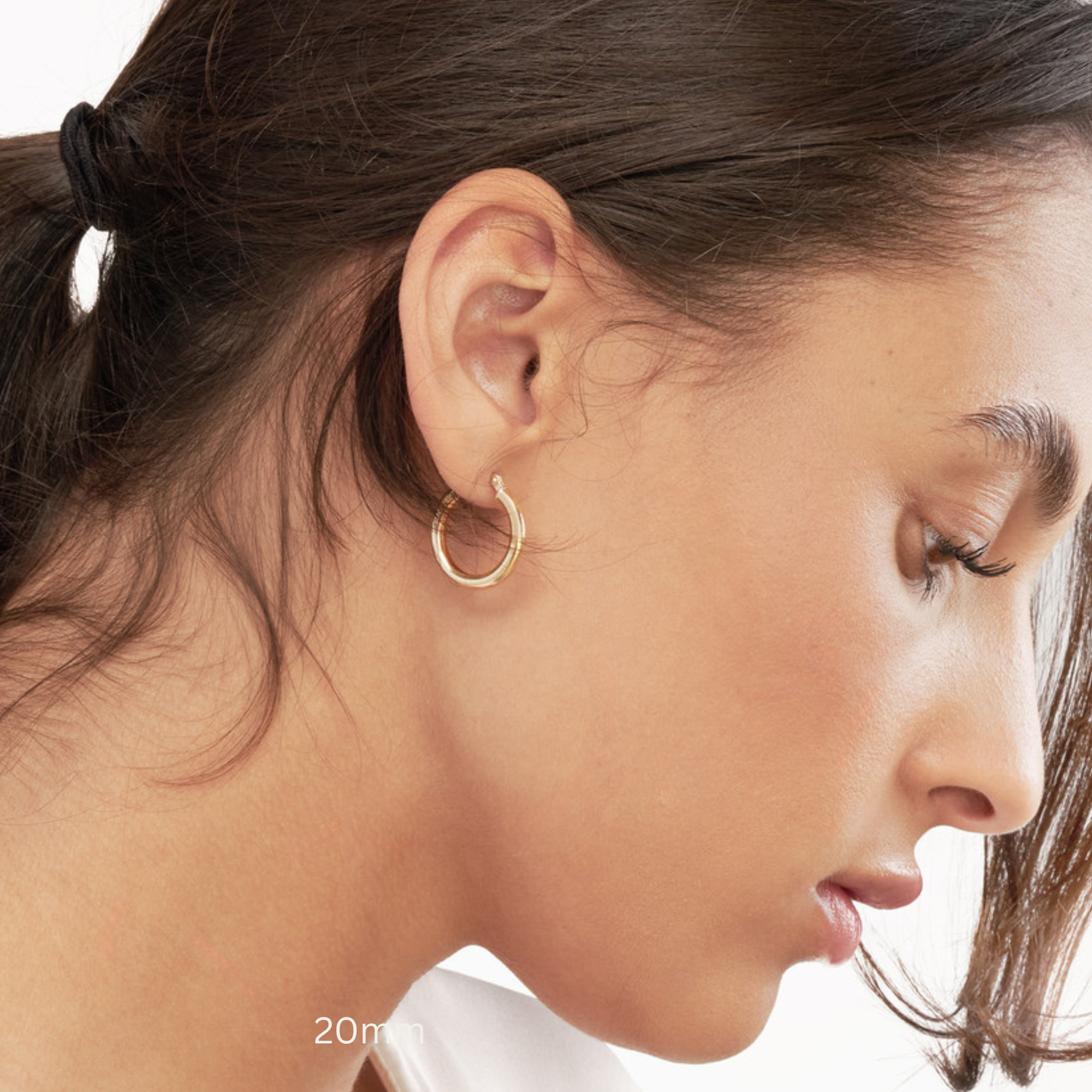 14K Yellow Gold 3mmx20mm Polished Hoop Earrings