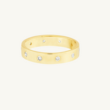14k Solid Gold 4mm Flat Band with Natural Diamond