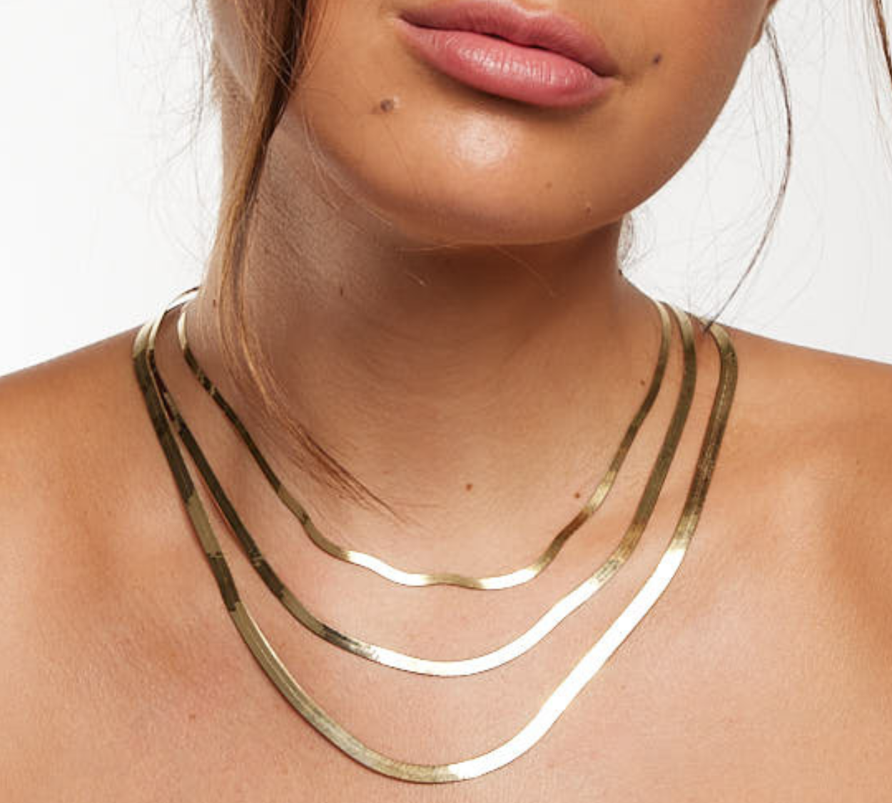 Solid 14K Yellow Gold Herringbone Chain Necklace | Real Solid Gold Snake Chains Christmas Gift For Her | Top quality and Shiny herringbone chain