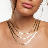 Solid 14K Yellow Gold Herringbone Chain Necklace | Real Solid Gold Snake Chains Christmas Gift For Her | Top quality and Shiny herringbone chain