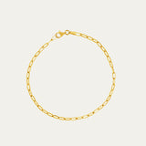 14K Solid Gold Paperclip Link Chain Bracelet