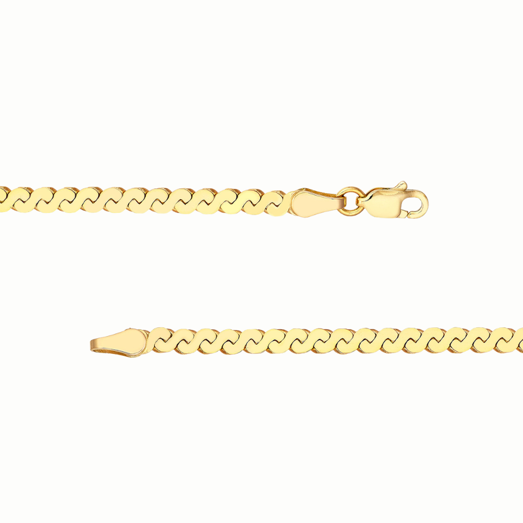 Minimalist 14K solid gold serpentine chain necklace flexible design