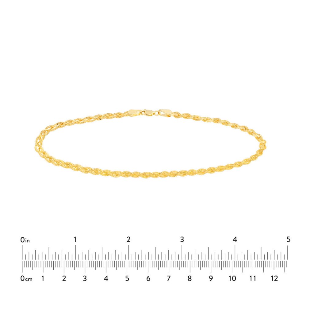 14K Solid Gold Braided Foxtail Chain Anklet

