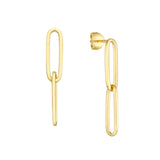 14K Gold Yellow, White Paper Clip Linked Earrings