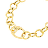 14K Round Link Bracelet with  1/15ctw Diamond Push Lock