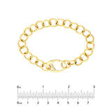 14K Round Link Bracelet with  1/15ctw Diamond Push Lock