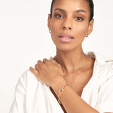 14K Round Link Bracelet with  1/15ctw Diamond Push Lock