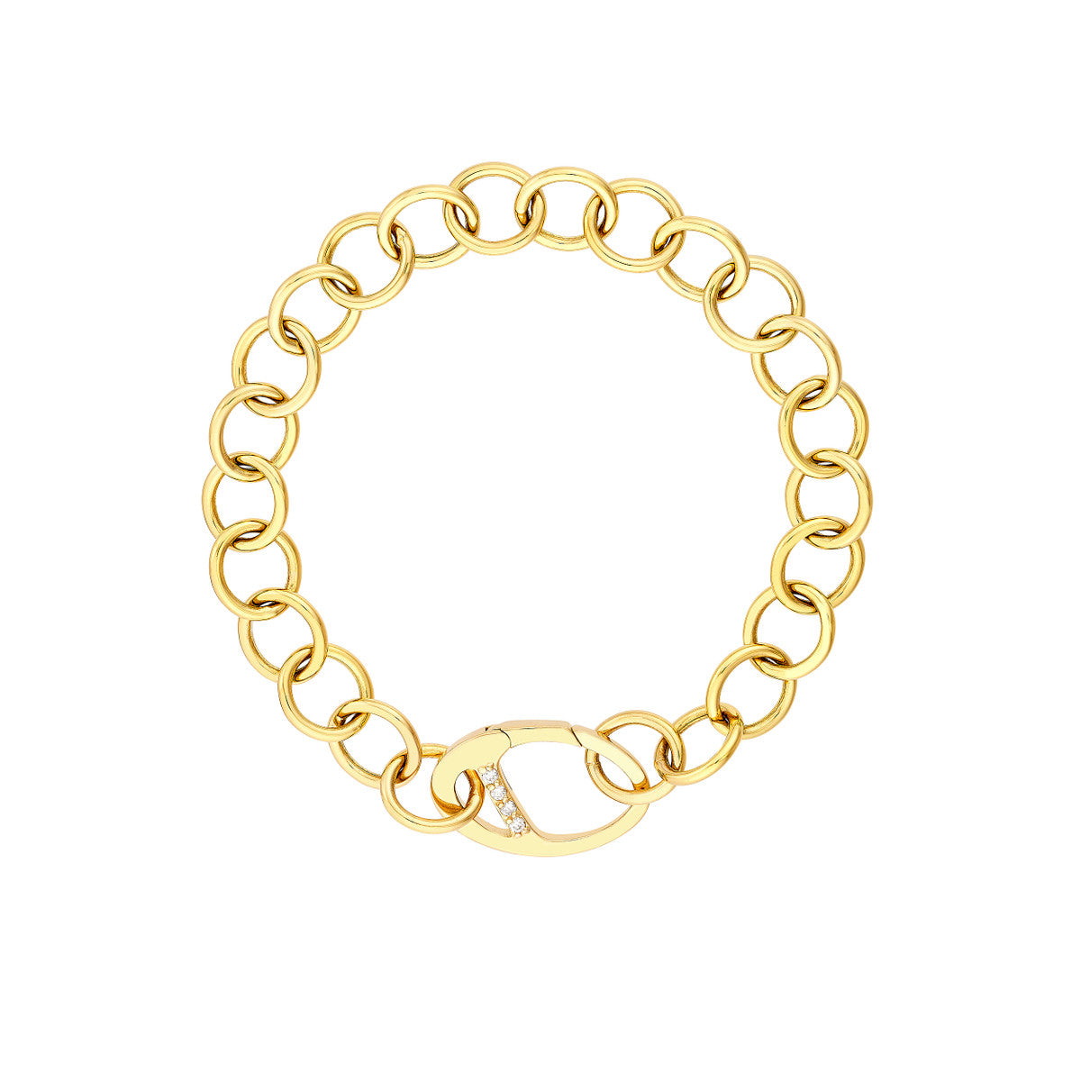Push Lock Bangle 14K Round Link Bracelet with 1/15ctw Diamond Push Lock – MONTENERI JEWELRY