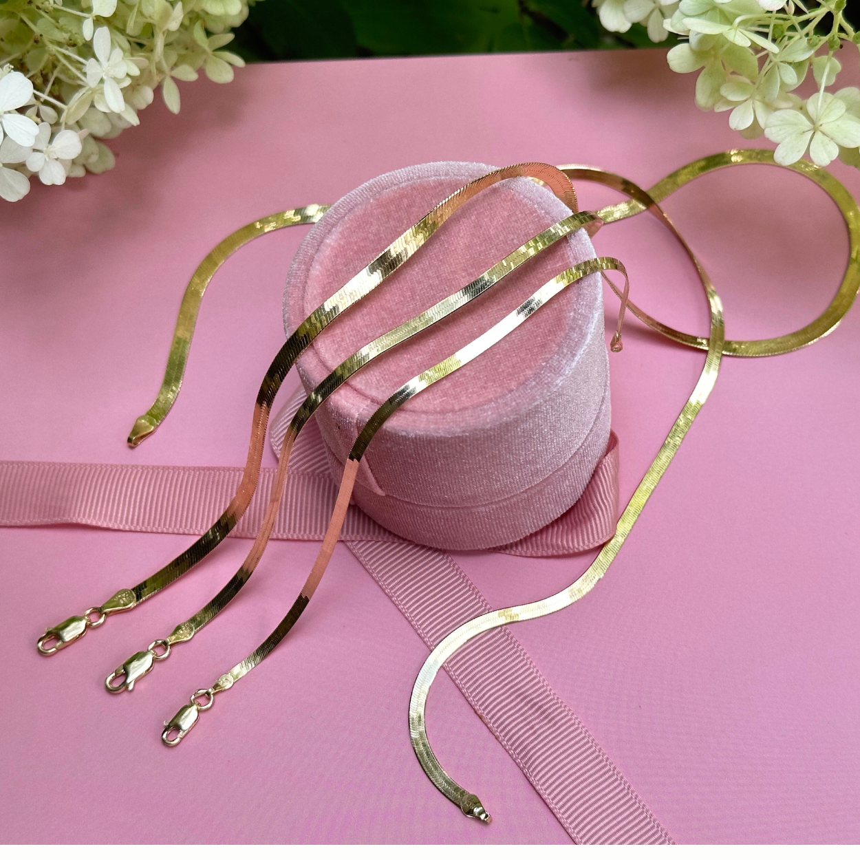 14K Gold Herringbone Chains with Lifetime Warranty – Available in Multiple Sizes and Thicknesses