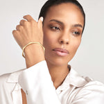 Real 14K Gold Hinged Bangle Bracelet - Geometric Octagon with Greek Key Design