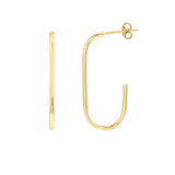14K Gold Open Paper Clip Hoop Earrings 17mm