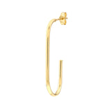 14K Gold Open Paper Clip Hoop Earrings 17mm