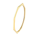 14K Gold Hinged Bangle Bracelet - Geometric Octagon with Greek Key Design