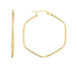 14K Hexagon Hoop Earrings