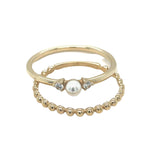 14K Solid Gold CZ & Mother Pearl Ring
