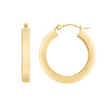 14K Solid Gold Square Tube Hoop Earrings  20MM
