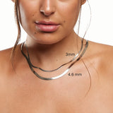14K White Gold Herringbone Chain Necklace