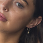 14K Solid Gold Heart Drop Hoop Earrings | MONTENERI JEWELRY