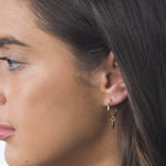14K Solid Gold Heart Drop Hoop Earrings | MONTENERI JEWELRY