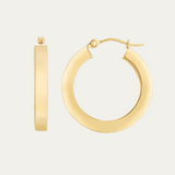14K Solid Gold Square Tube Hoop Earrings  20MM