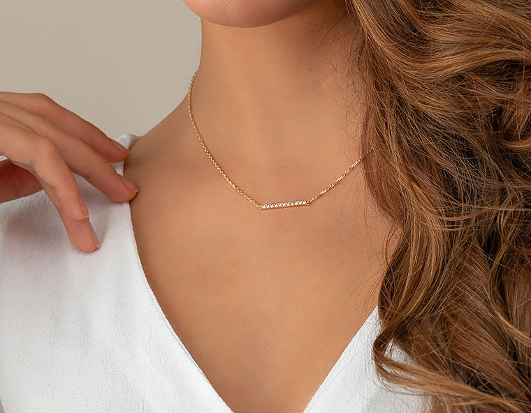 Crystal Bar Necklace | Bar Necklace | MONTENERI JEWELRY
