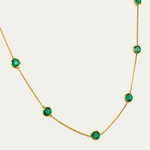 Bezel Set Emerald Choker Necklace | 14K Solid Gold Emerald Necklace | MONTENERI JEWELRY