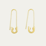 14K Solid Gold Safety Pin Earrings