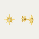 14K Gold Diamond Star Stud Earrings
