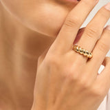 14K Solid Gold Croissant Ring Twisted Dome Ring