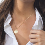 14K Medallion Compass Necklace