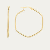 14K Hexagon Hoop Earrings